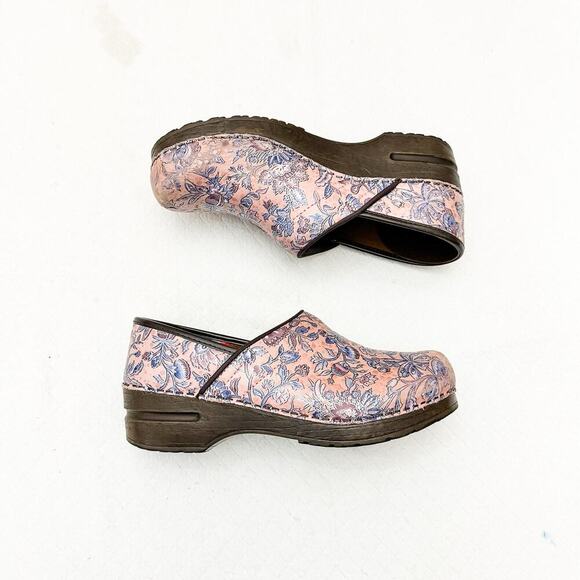 Sanita Printed Rose Pink Leather Professional Clogs Size 39 - Picture 5 of 5